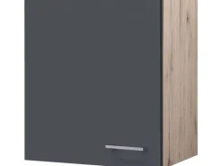Flex-Well Exclusiv Küchen-Oberschrank Morena 50cm Basaltgrau matt-San Remo Eiche