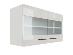 Flex-Well Exclusiv Küchen-Oberschrank Lund 100x55cm-Lichtgrau glänzend-Milchglas