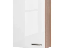 Flex-Well Exclusiv Küchen-Oberschrank Valero 60x89cm Hochglanz Weiß-Sonoma Eiche