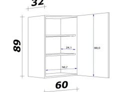 Flex-Well Exclusiv Küchen-Oberschrank groß Morena 60x89cm Basaltgrau-San Remo