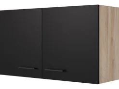 Flex-Well Exclusiv Küchen-Oberschrank Capri 100 cm Schwarz Matt-Endgrain Oak