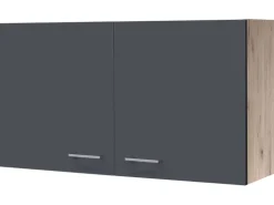 Flex-Well Exclusiv Küchen-Oberschrank Morena 100cm Basaltgrau-San Remo Eiche