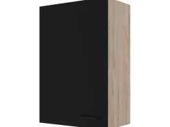 Flex-Well Exclusiv Küchen-Oberschrank Capri 60x 89cm Schwarz Matt-Endgrain Oak