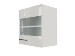 Flex-Well Exclusiv Küchen-Oberschrank Lund 50x55cm-Lichtgrau glänzend-Milchglas