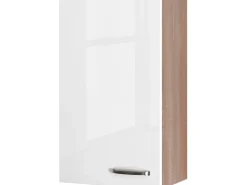 Flex-Well Exclusiv Küchen-Oberschrank Valero 50x89cm Hochglanz Weiß-Sonoma Eiche