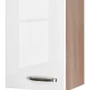 Flex-Well Exclusiv Küchen-Oberschrank Valero 40x55cm Hochglanz Weiß-Sonoma Eiche