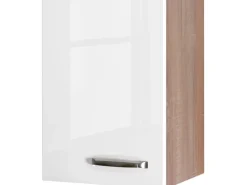 Flex-Well Exclusiv Küchen-Oberschrank Valero 40x55cm Hochglanz Weiß-Sonoma Eiche