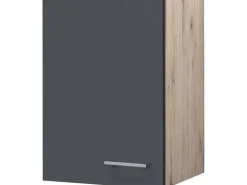 Flex-Well Exclusiv Küchen-Oberschrank Morena 40cm Basaltgrau matt-San Remo Eiche