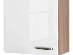 Flex-Well Exclusiv Küchen-Oberschrank Valero 60x55cm Hochglanz Weiß-Sonoma Eiche