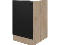Flex-Well Exclusiv Küchen-Spülenunterschrank Capri 50cm Schwarz Matt-Endgrain O.