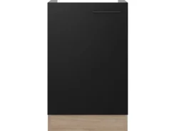 Flex-Well Exclusiv Küchen-Spülenunterschrank Capri 50cm Schwarz Matt-Endgrain O.