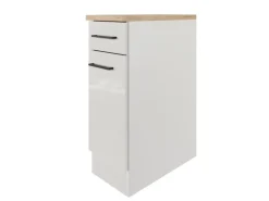 Flex-Well Exclusiv Küchen-Unterschrank Lund 30 cm Lichtgrau glänzend-Rauchgrau