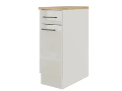 Flex-Well Exclusiv Küchen-Unterschrank Lund 30 cm Lichtgrau glänzend-Rauchgrau