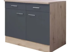 Flex-Well Exclusiv Küchen-Unterschrank Morena 100cm Basaltg. matt-San Remo Eiche