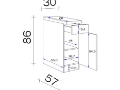 Flex-Well Exclusiv Küchen-Unterschrank Orlando 30 cm Kaschmir Glanz-Sonoma Eiche