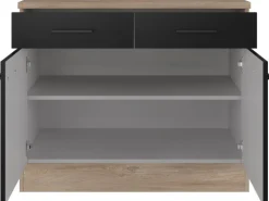 Flex-Well Exclusiv Küchen-Unterschrank Capri 100 cm Schwarz Matt-Endgrain Oak