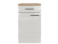 Flex-Well Exclusiv Küchen-Unterschrank Lund 50 cm Lichtgrau glänzend-Rauchgrau