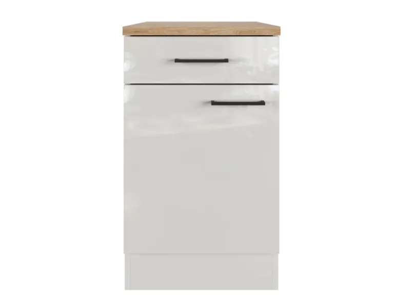 Flex-Well Exclusiv Küchen-Unterschrank Lund 50 cm Lichtgrau glänzend-Rauchgrau