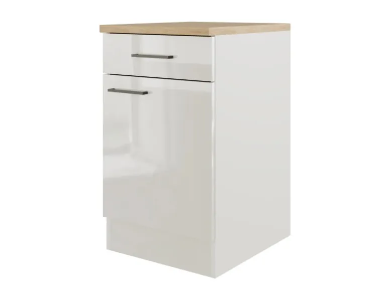 Flex-Well Exclusiv Küchen-Unterschrank Lund 50 cm Lichtgrau glänzend-Rauchgrau