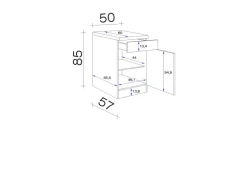Flex-Well Exclusiv Küchen-Unterschrank Lund 50 cm Lichtgrau glänzend-Rauchgrau