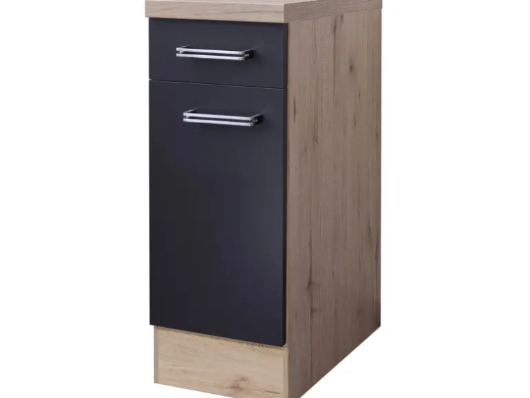 Flex-Well Exclusiv Küchen-Unterschrank Lara 30 cm Anthrazit-San Remo Eiche
