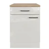 Flex-Well Exclusiv Küchen-Unterschrank Lund 60 cm Lichtgrau glänzend-Rauchgrau