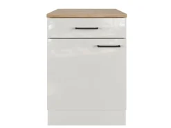 Flex-Well Exclusiv Küchen-Unterschrank Lund 60 cm Lichtgrau glänzend-Rauchgrau