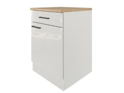 Flex-Well Exclusiv Küchen-Unterschrank Lund 60 cm Lichtgrau glänzend-Rauchgrau