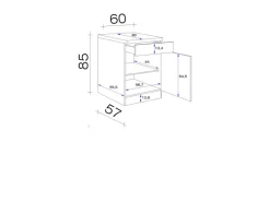 Flex-Well Exclusiv Küchen-Unterschrank Lund 60 cm Lichtgrau glänzend-Rauchgrau