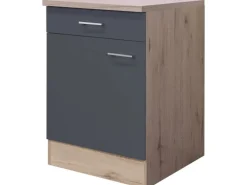 Flex-Well Exclusiv Küchen-Unterschrank Morena 60cm Basaltgrau-San Remo Eiche