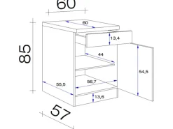 Flex-Well Exclusiv Küchen-Unterschrank Morena 60cm Basaltgrau-San Remo Eiche