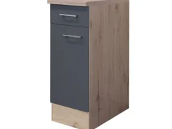 Flex-Well Exclusiv Küchen-Unterschrank Morena 30cm Basaltgrau-San Remo Eiche