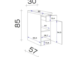 Flex-Well Exclusiv Küchen-Unterschrank Morena 30cm Basaltgrau-San Remo Eiche