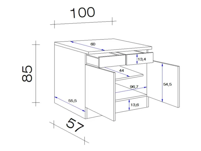 Flex-Well Exclusiv Küchen-Unterschrank Cara 100 cm Schilfgrün matt Artisan Eiche
