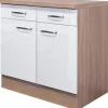 Flex-Well Exclusiv Küchen-Unterschrank Valero 80 cm Hochglanz Weiß-Sonoma Eiche