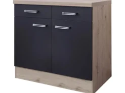 Flex-Well Exclusiv Küchen-Unterschrank Lara 80 cm Anthrazit-San Remo Eiche