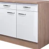 Flex-Well Exclusiv Küchen-Unterschrank Valero 100 cm Hochglanz Weiß-Sonoma Eiche