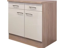 Flex-Well Exclusiv Küchen-Unterschrank Orlando 80 cm Kaschmir Glanz-Sonoma Eiche