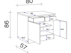 Flex-Well Exclusiv Küchen-Unterschrank Orlando 80 cm Kaschmir Glanz-Sonoma Eiche
