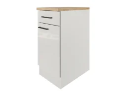 Flex-Well Exclusiv Küchen-Unterschrank Lund 40 cm Lichtgrau glänzend-Rauchgrau