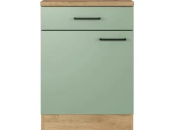 Flex-Well Exclusiv Küchen-Unterschrank Cara 60cm Schilfgrün matt - Artisan Eiche