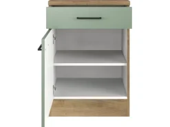 Flex-Well Exclusiv Küchen-Unterschrank Cara 60cm Schilfgrün matt - Artisan Eiche