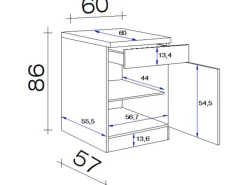 Flex-Well Exclusiv Küchen-Unterschrank Orlando 60 cm Kaschmir Glanz-Sonoma Eiche