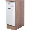 Flex-Well Exclusiv Küchen-Unterschrank Valero 30 cm Hochglanz Weiß-Sonoma Eiche