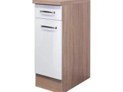 Flex-Well Exclusiv Küchen-Unterschrank Valero 30 cm Hochglanz Weiß-Sonoma Eiche