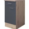 Flex-Well Exclusiv Küchen-Unterschrank Morena 40cm Basaltgrau-San Remo Eiche