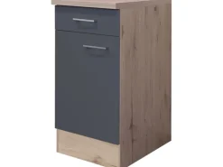Flex-Well Exclusiv Küchen-Unterschrank Morena 40cm Basaltgrau-San Remo Eiche