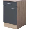 Flex-Well Exclusiv Küchen-Unterschrank Morena 50cm Basaltgrau-San Remo Eiche