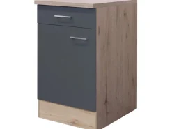 Flex-Well Exclusiv Küchen-Unterschrank Morena 50cm Basaltgrau-San Remo Eiche