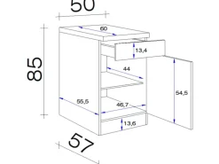 Flex-Well Exclusiv Küchen-Unterschrank Morena 50cm Basaltgrau-San Remo Eiche